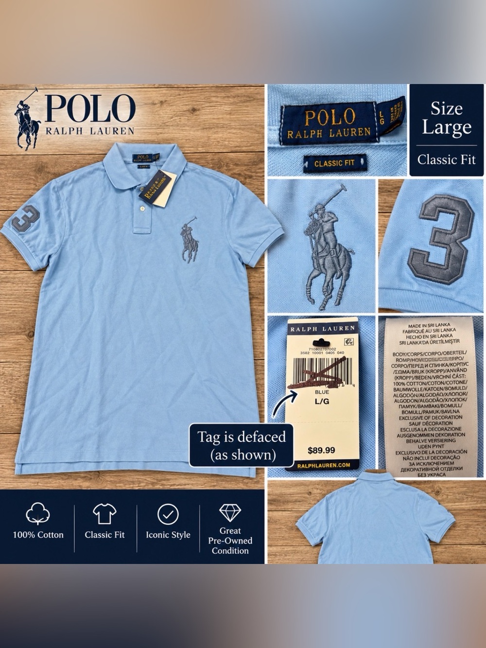 Polo Ralph Lauren Classic Fit Big Pony Polo – Men’s Large – NWT